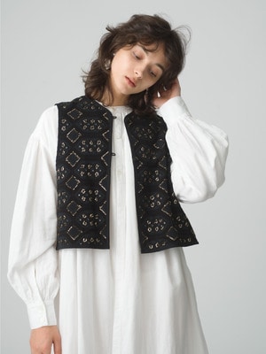 India Embroidery Vest 詳細画像 black