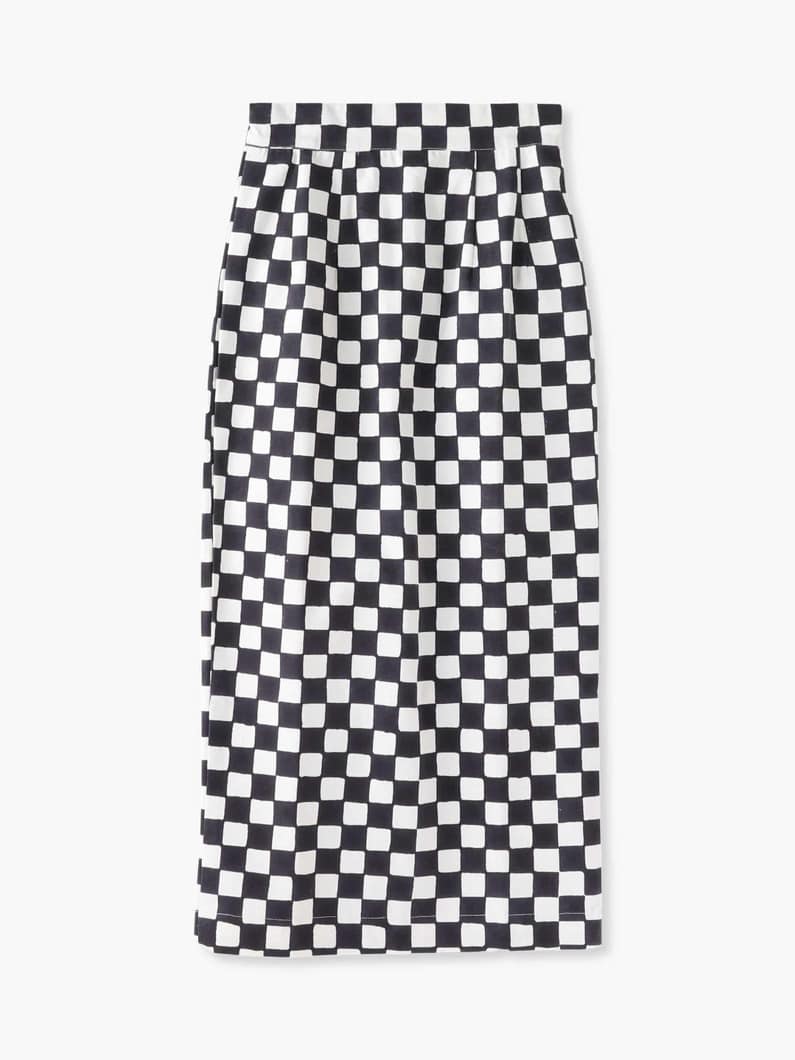 Checkered Canvas Skirt (black)｜SZ Blockprints(エスゼット