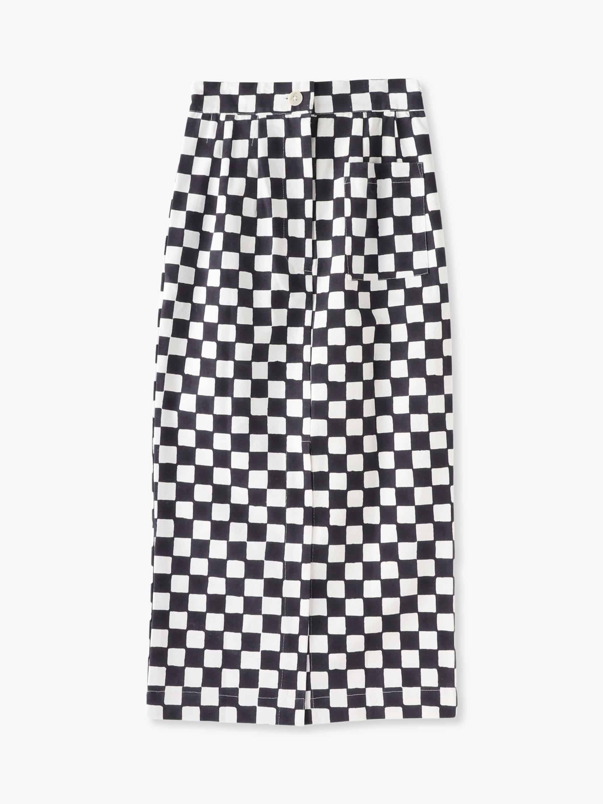 Checkered Canvas Skirt (black)｜SZ Blockprints(エスゼット ブロック