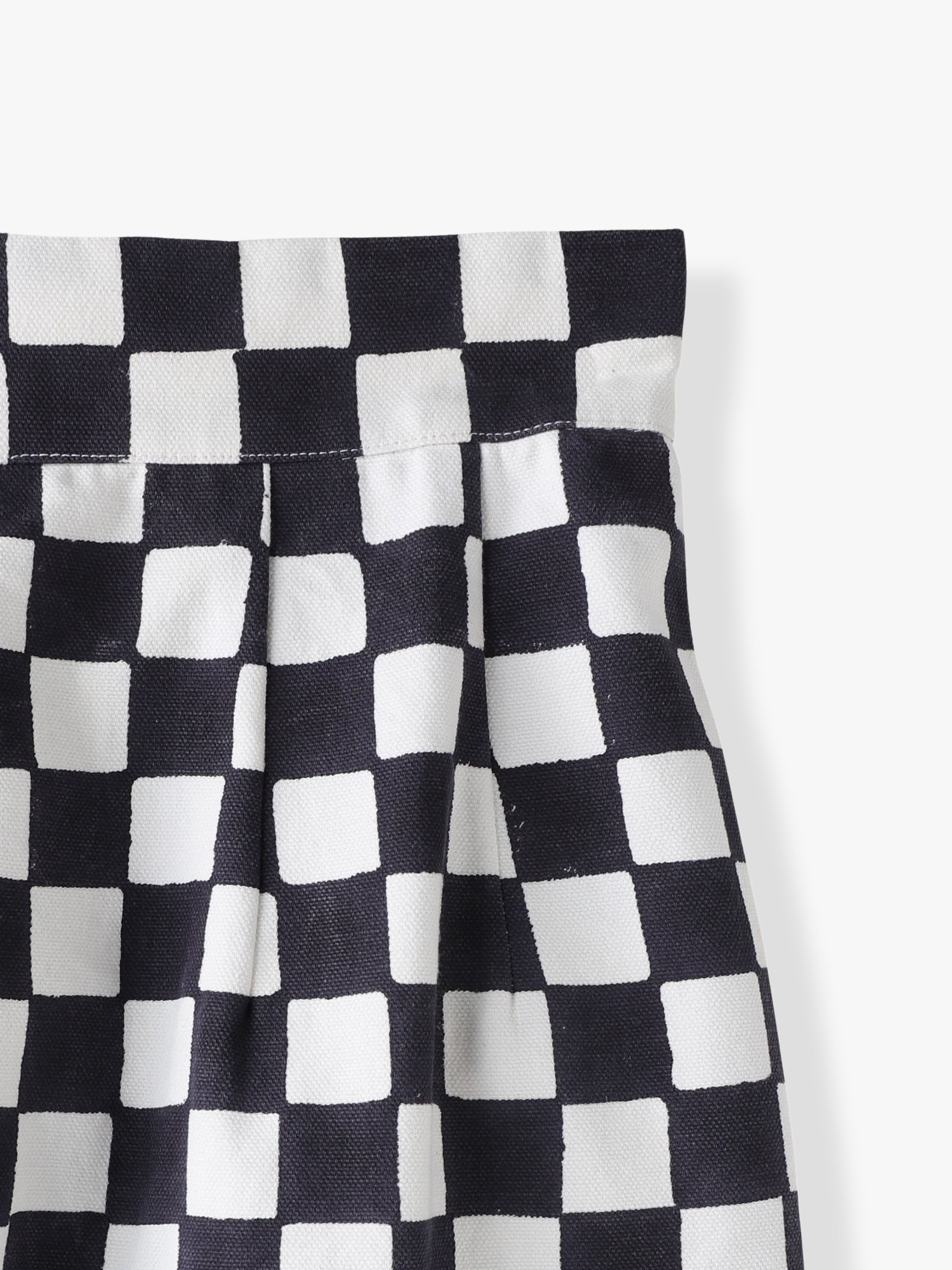 Checkered Canvas Skirt (black)｜SZ Blockprints(エスゼット ブロック