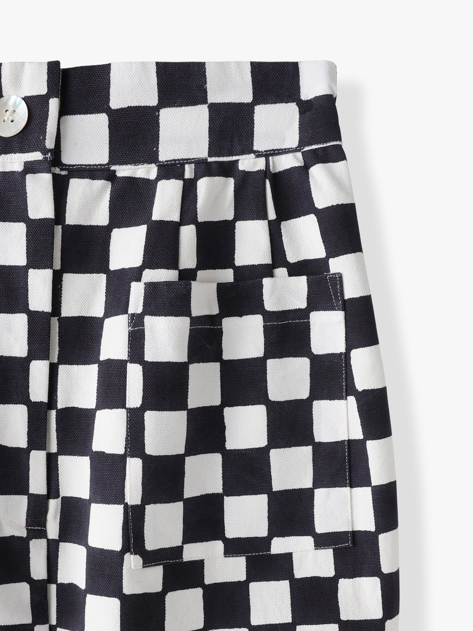 Checkered Canvas Skirt (black)｜SZ Blockprints(エスゼット ブロック