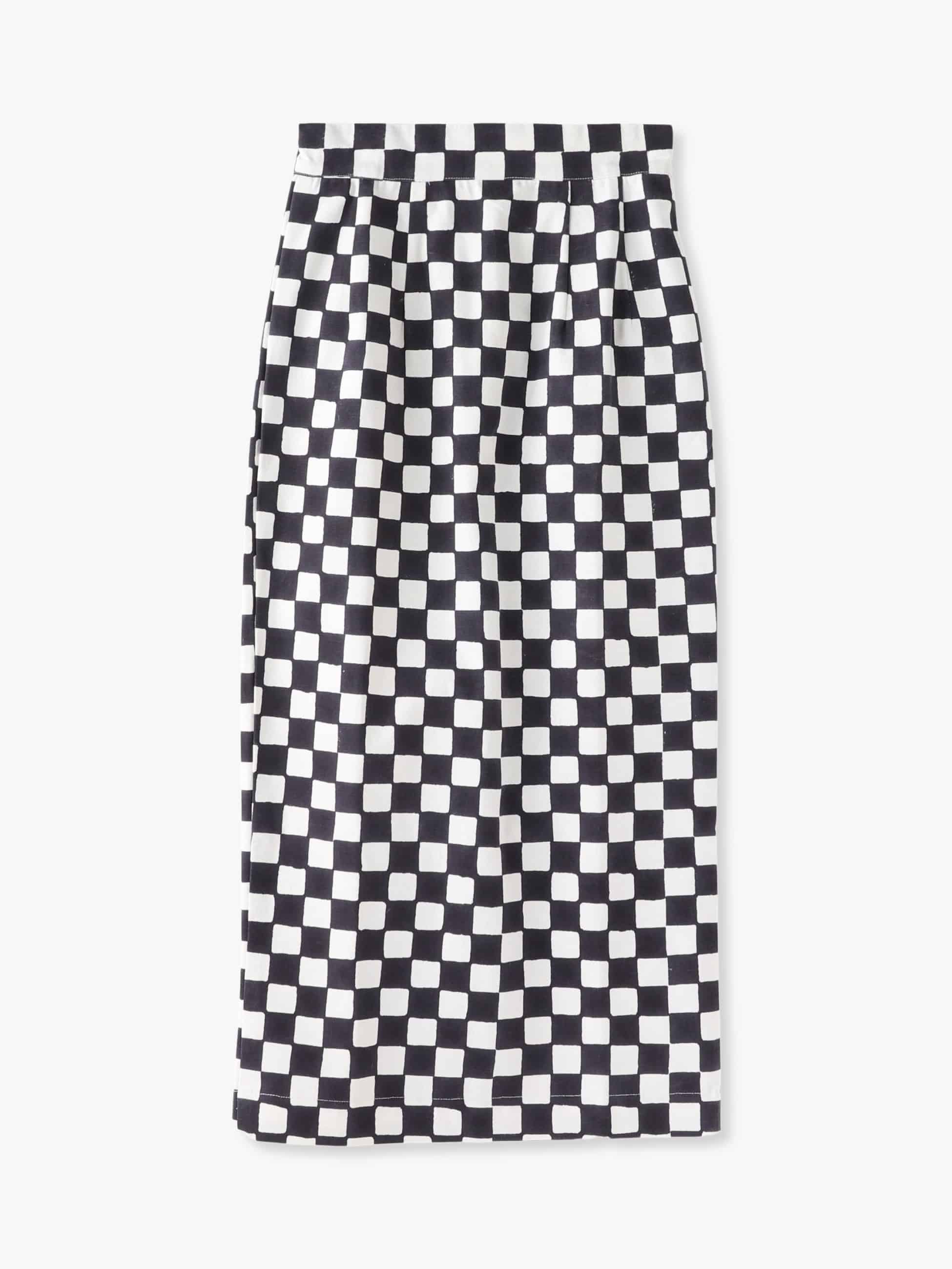 Checkered Canvas Skirt (black)｜SZ Blockprints(エスゼット ブロック