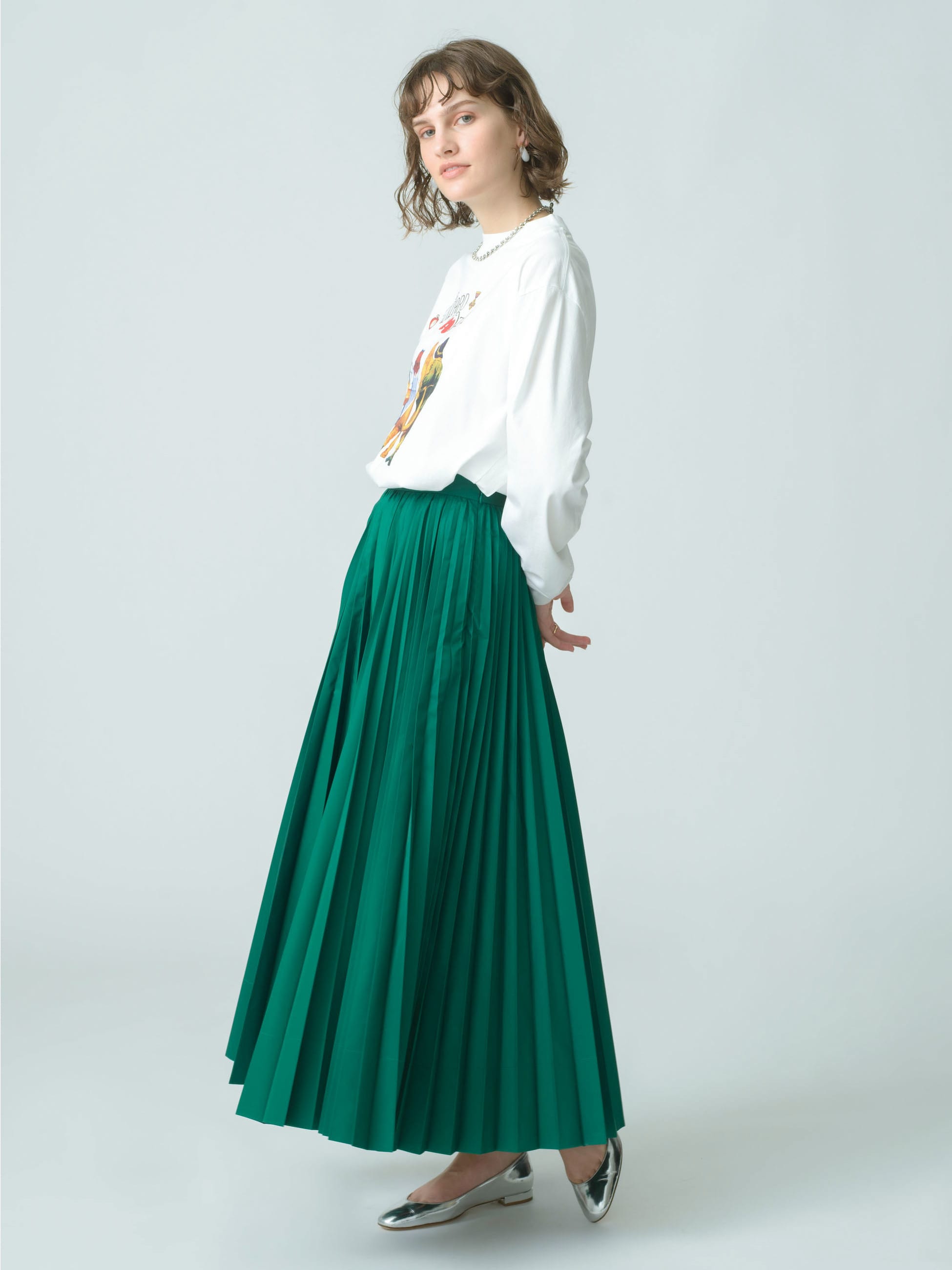 Poly Taffeta Pleats Skirt｜ebure(エブール)｜Ron Herman