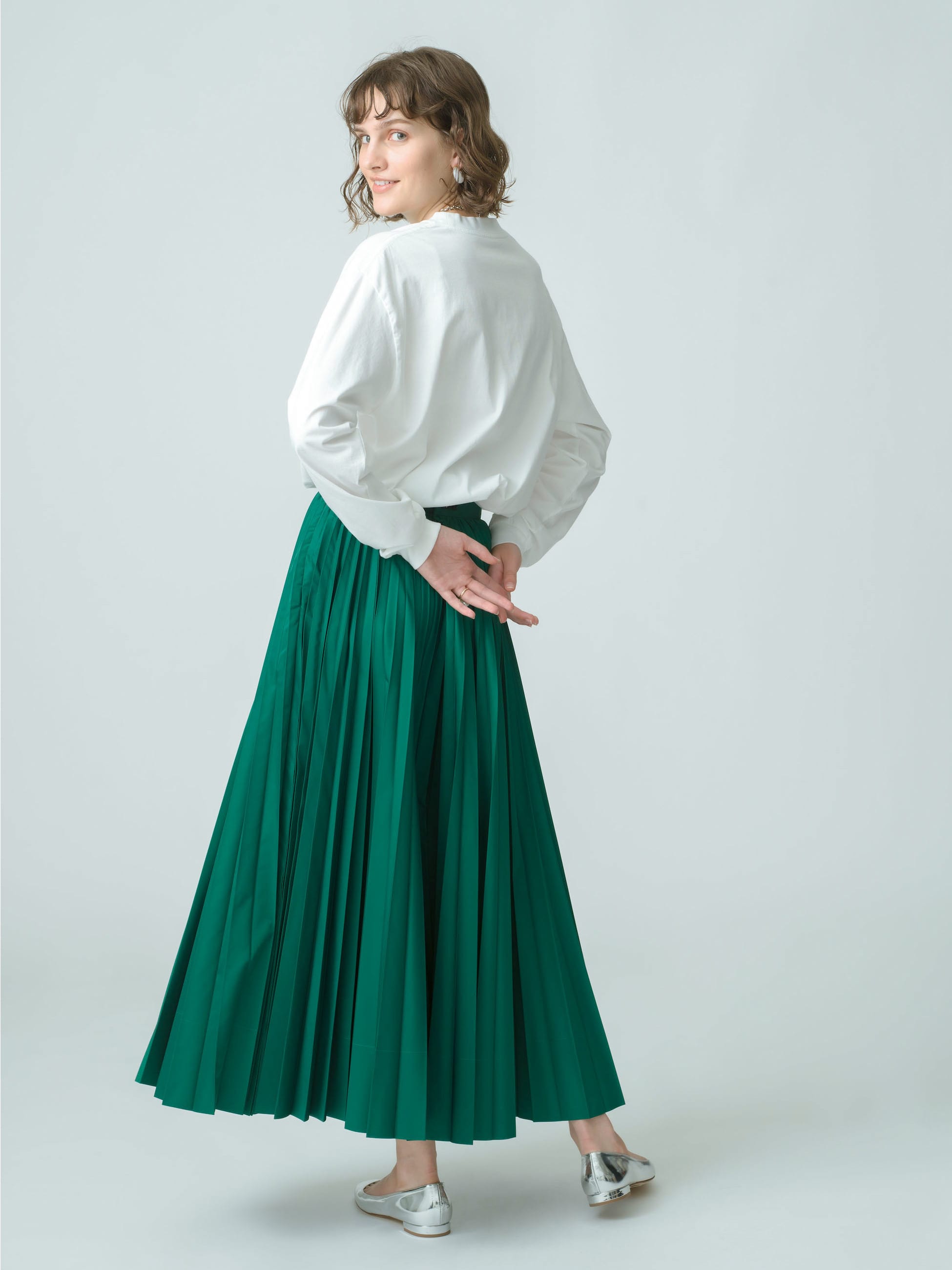 Poly Taffeta Pleats Skirt｜ebure(エブール)｜Ron Herman