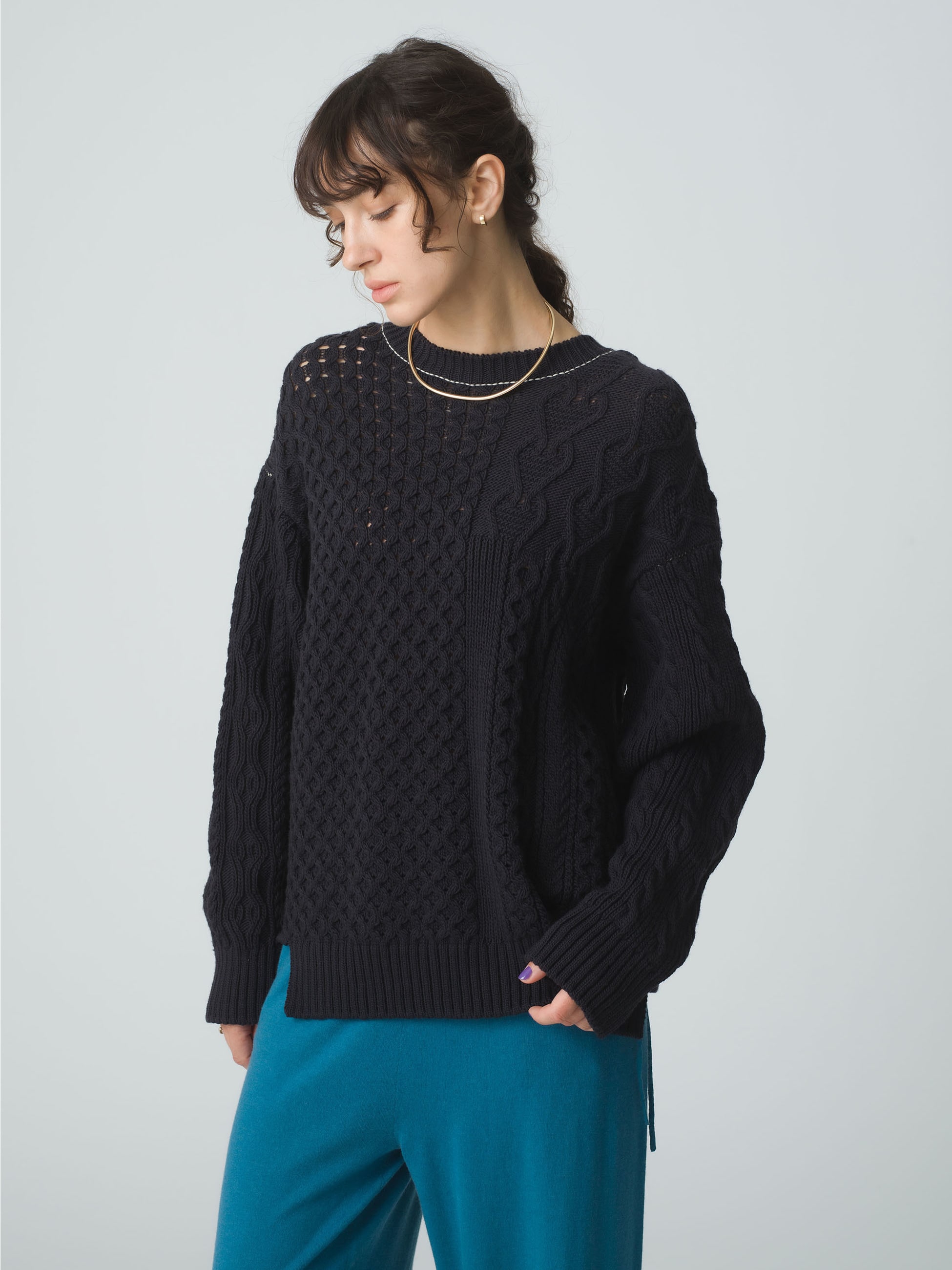Mix Cable Knit Pullover