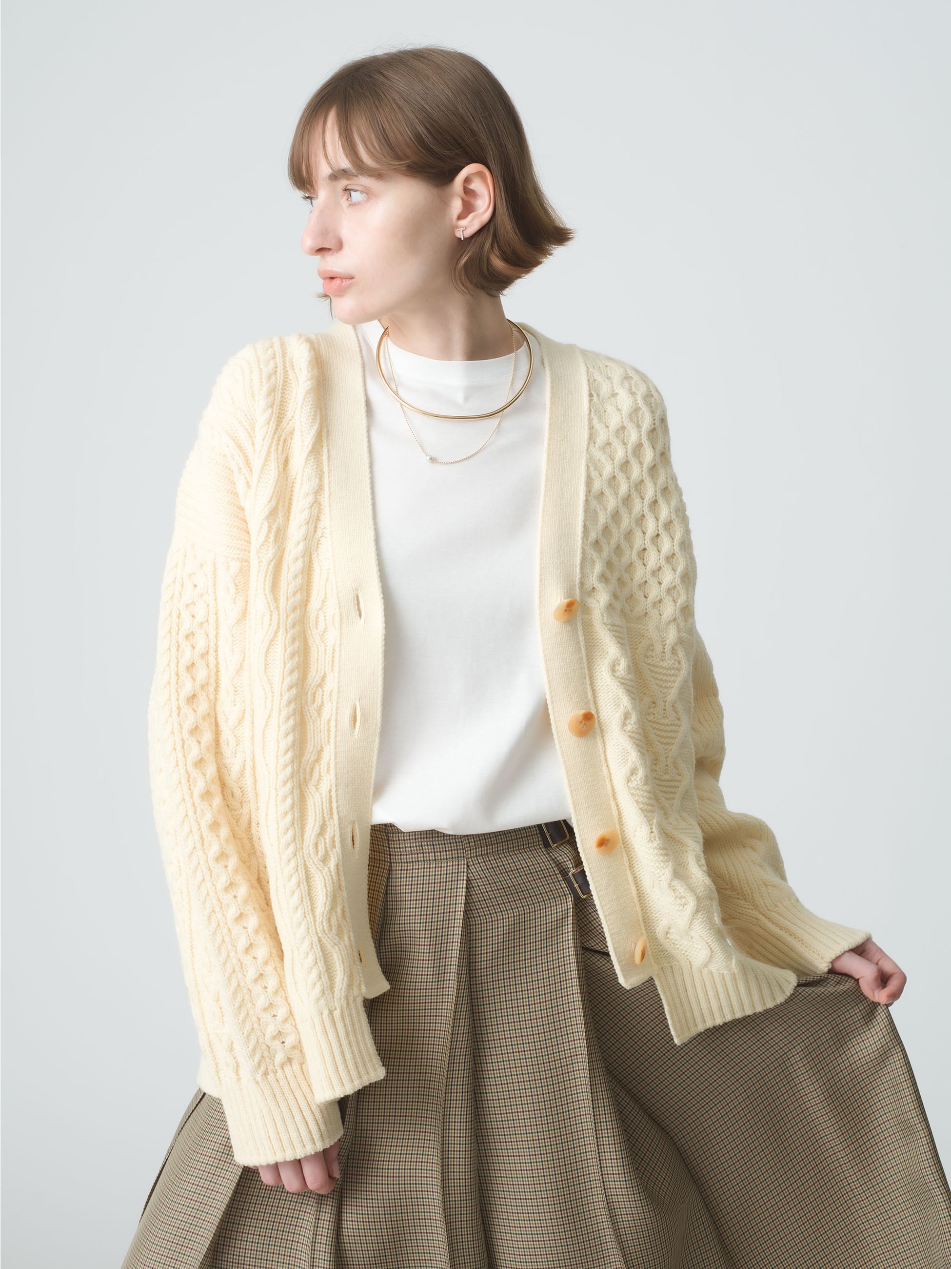 Mix Cable Knit Cardigan