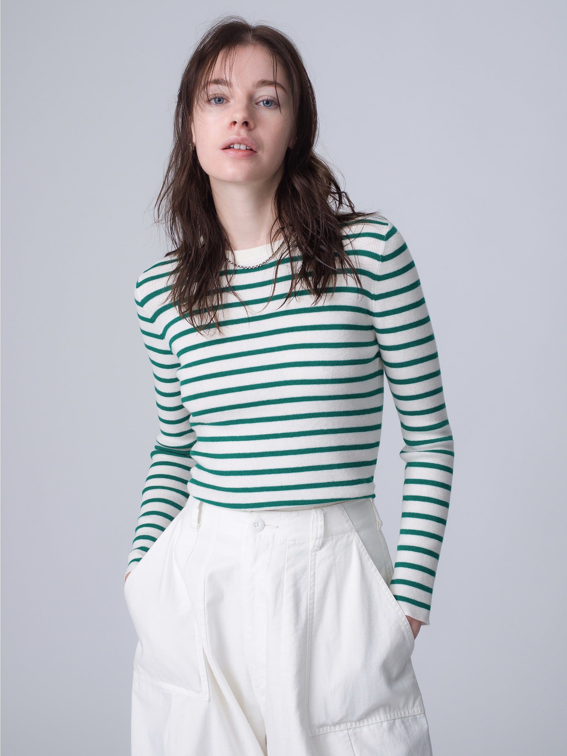 Radko Striped Pullover (green/navy)｜DEMY BY DEMYLEE(デミー バイ