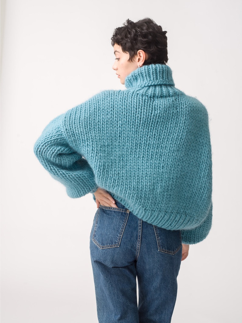 Cropped High Neck Knit Pullover 詳細画像 blue 3