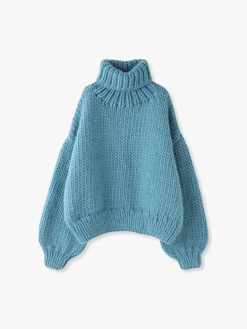 Cropped High Neck Knit Pullover 詳細画像 blue 4