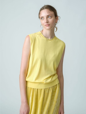 Light Silk Cotton Sleeveless Top (orange/yellow)｜ebure(エブール