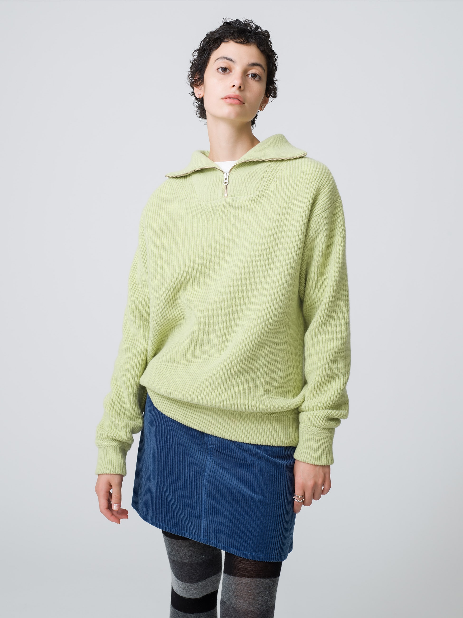 Half Zip Knit Pullover (red / light green)｜UNION LAUNCH(ユニオン