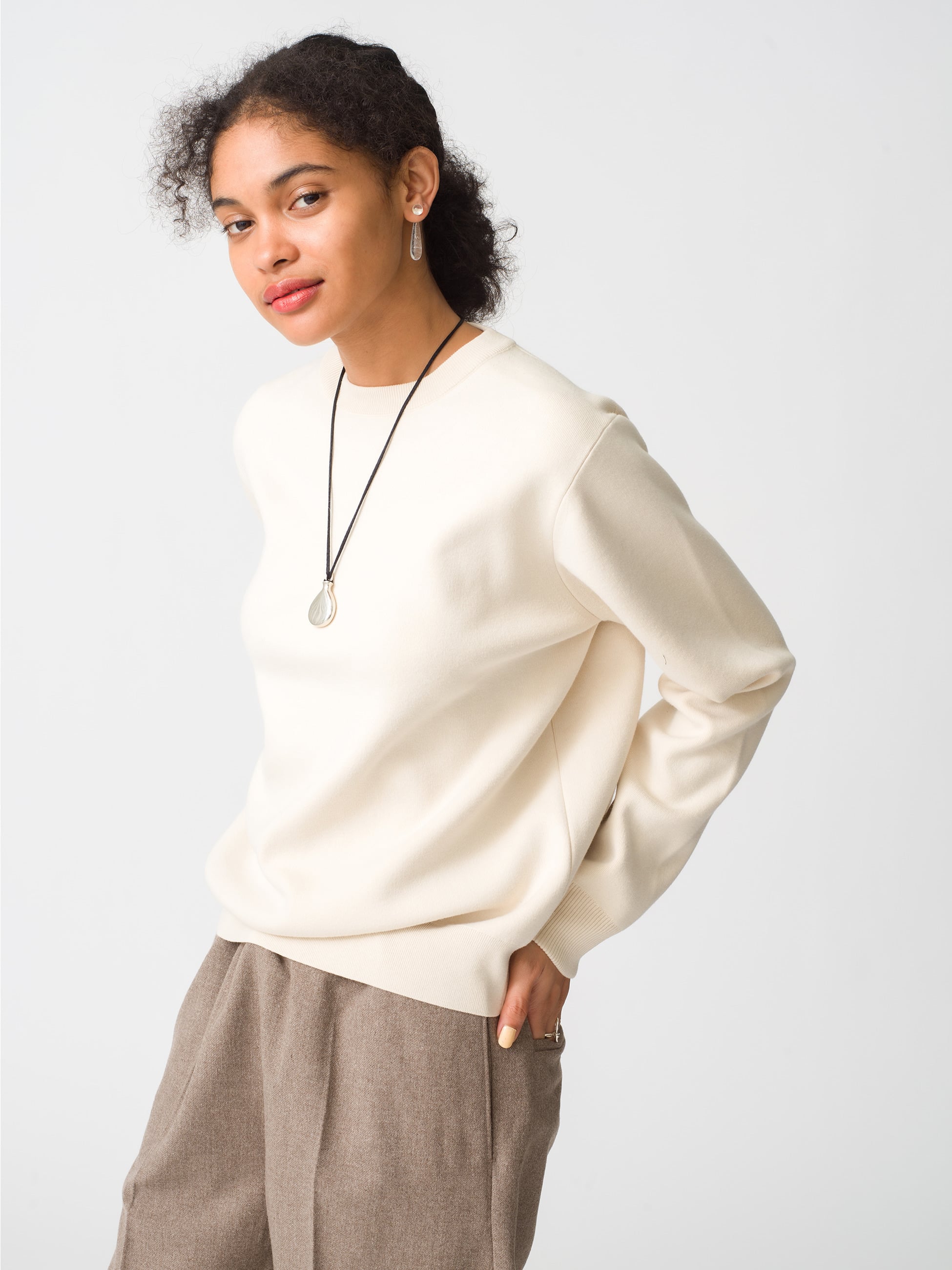 Brewed Protein Organic Cotton Knit Pullover 詳細画像 ivory 1