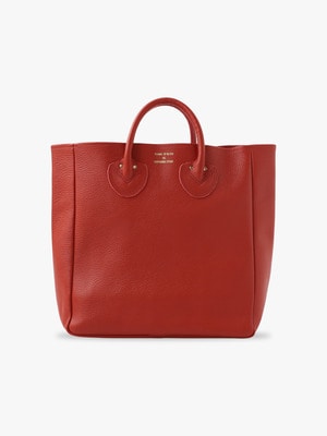 Embossed Leather Tote Bag (M) 詳細画像 red