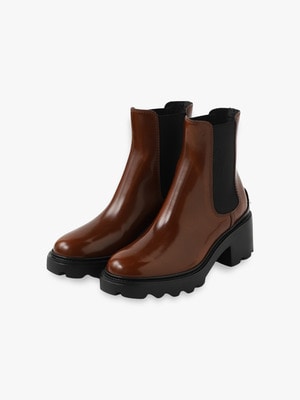 Block Heel Chelsea Boots (navy/brown) 詳細画像 brown