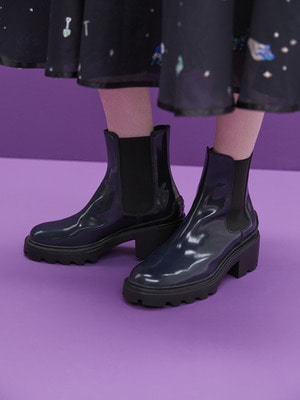 Block Heel Chelsea Boots (navy/brown) 詳細画像 navy