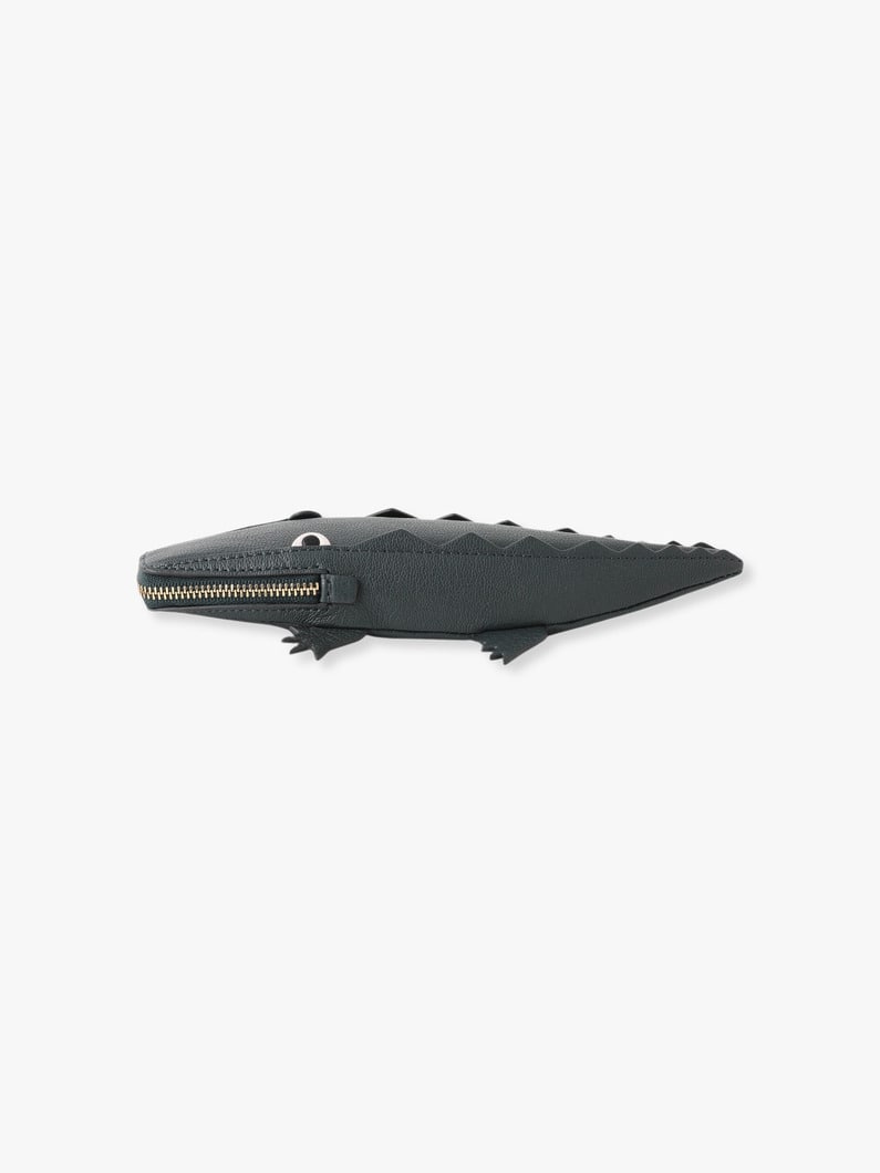 Capra Leather Crocodile Shiny Pencil Case 詳細画像 green 2