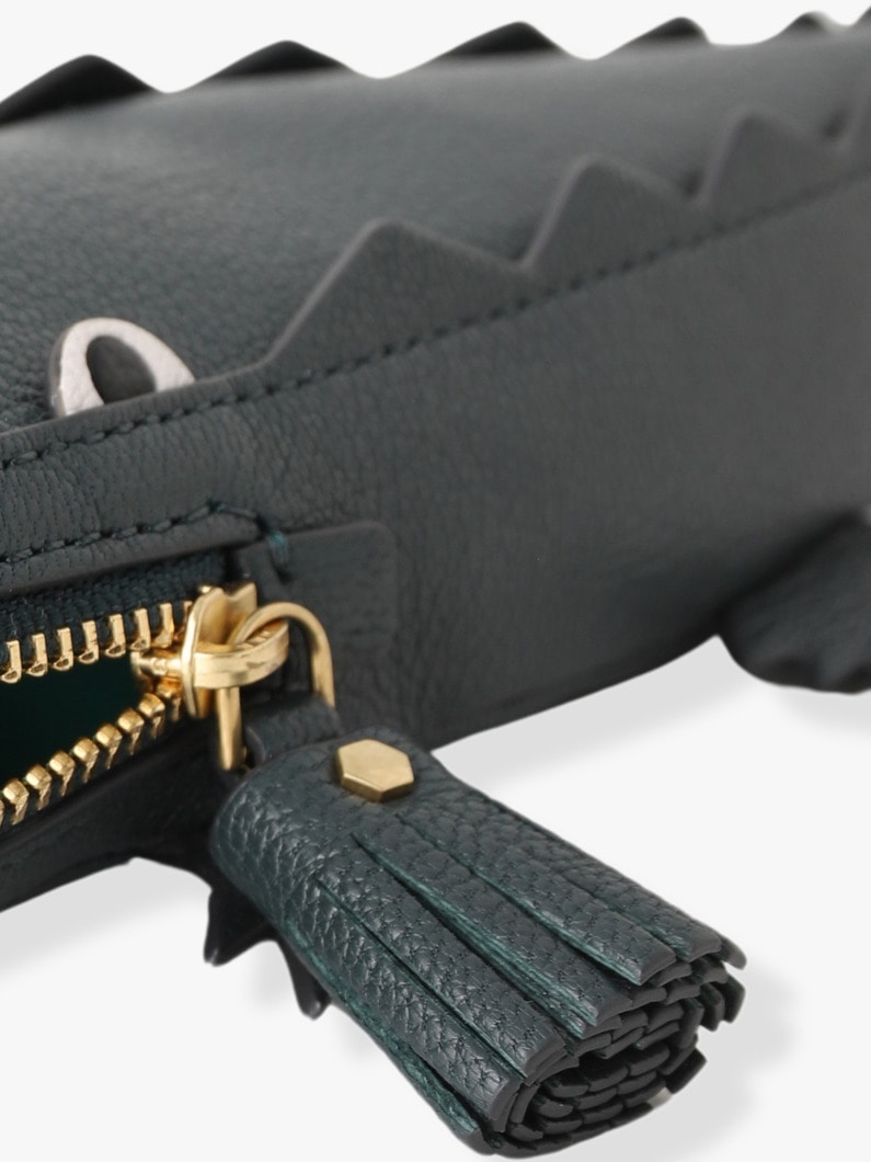 Capra Leather Crocodile Shiny Pencil Case 詳細画像 green 3