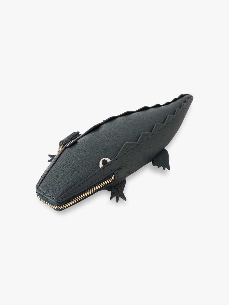 Capra Leather Crocodile Shiny Pencil Case 詳細画像 green 1