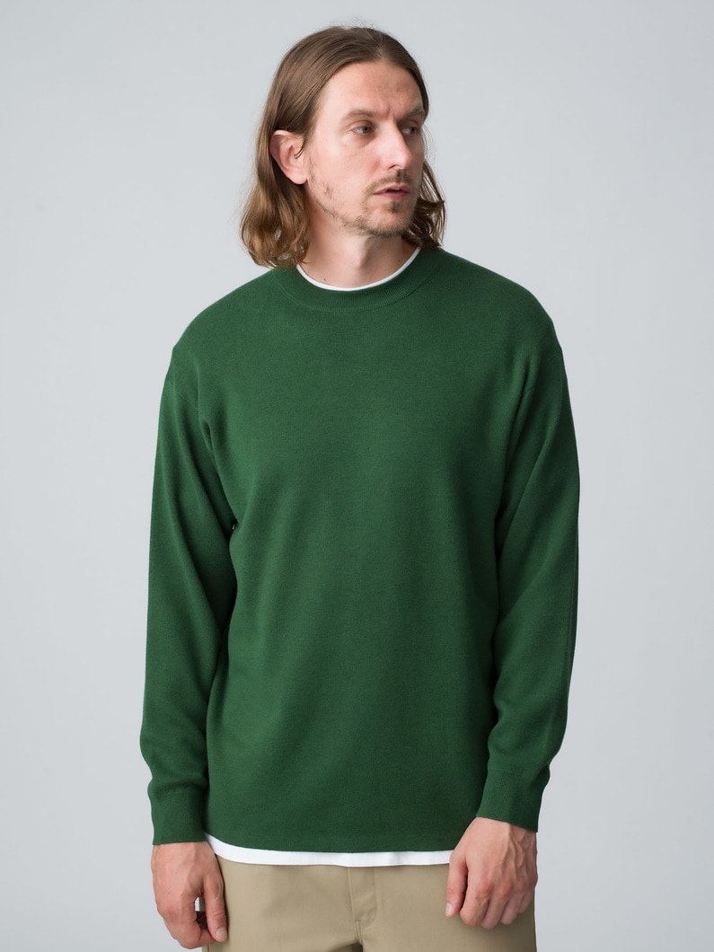 Cotton Cashmere Smooth Knit Pullover 詳細画像 green 1