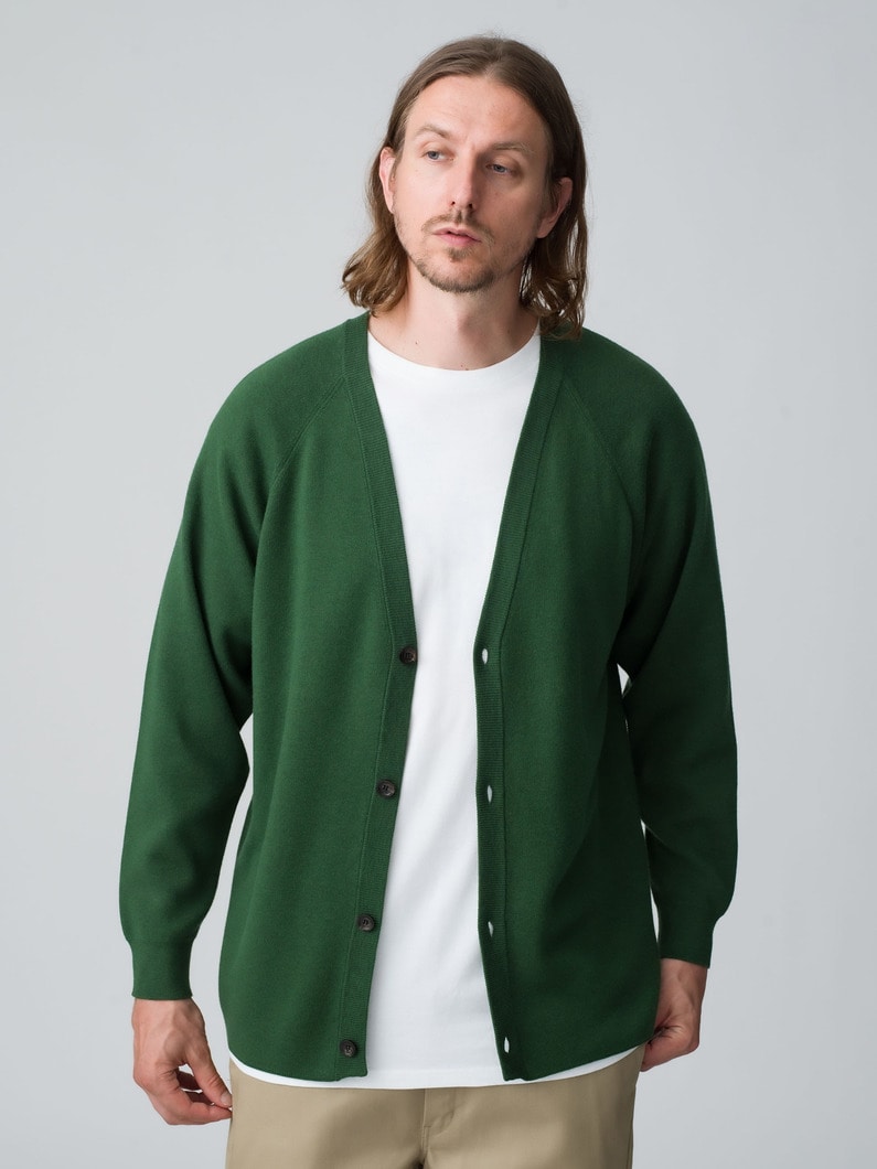 Cotton Cashmere Smooth Knit Cardigan 詳細画像 green 1