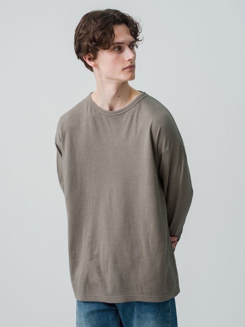 Cotton Cashmere Double Cloth Long Sleeve Tee 詳細画像 gray 1