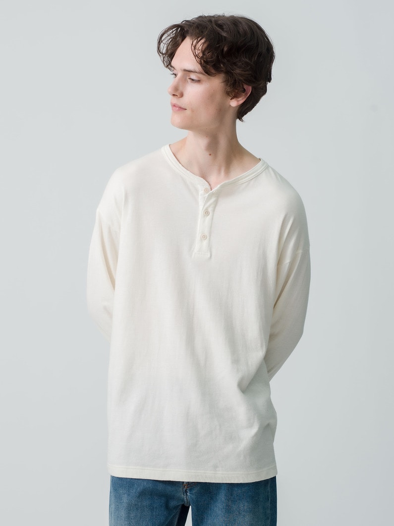 Cotton Cashmere Double Cloth Henly Neck Pullover 詳細画像 off white 1