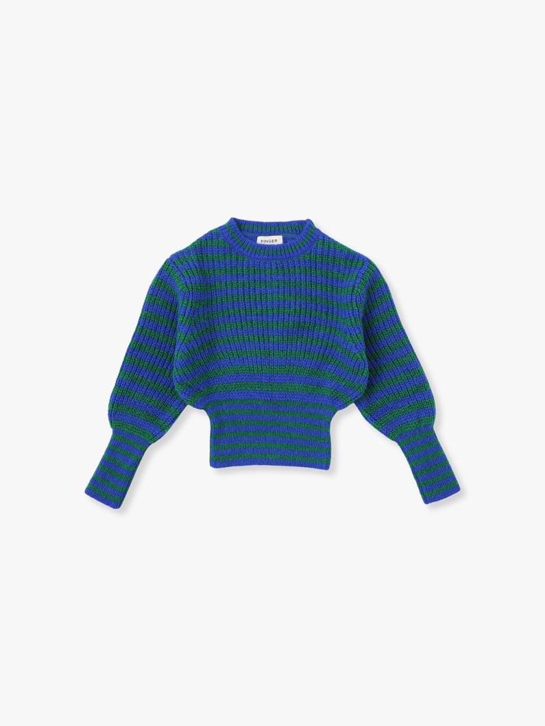 Frankie Ink Blue Striped Knit Pullover (8-9year) 詳細画像 blue 1