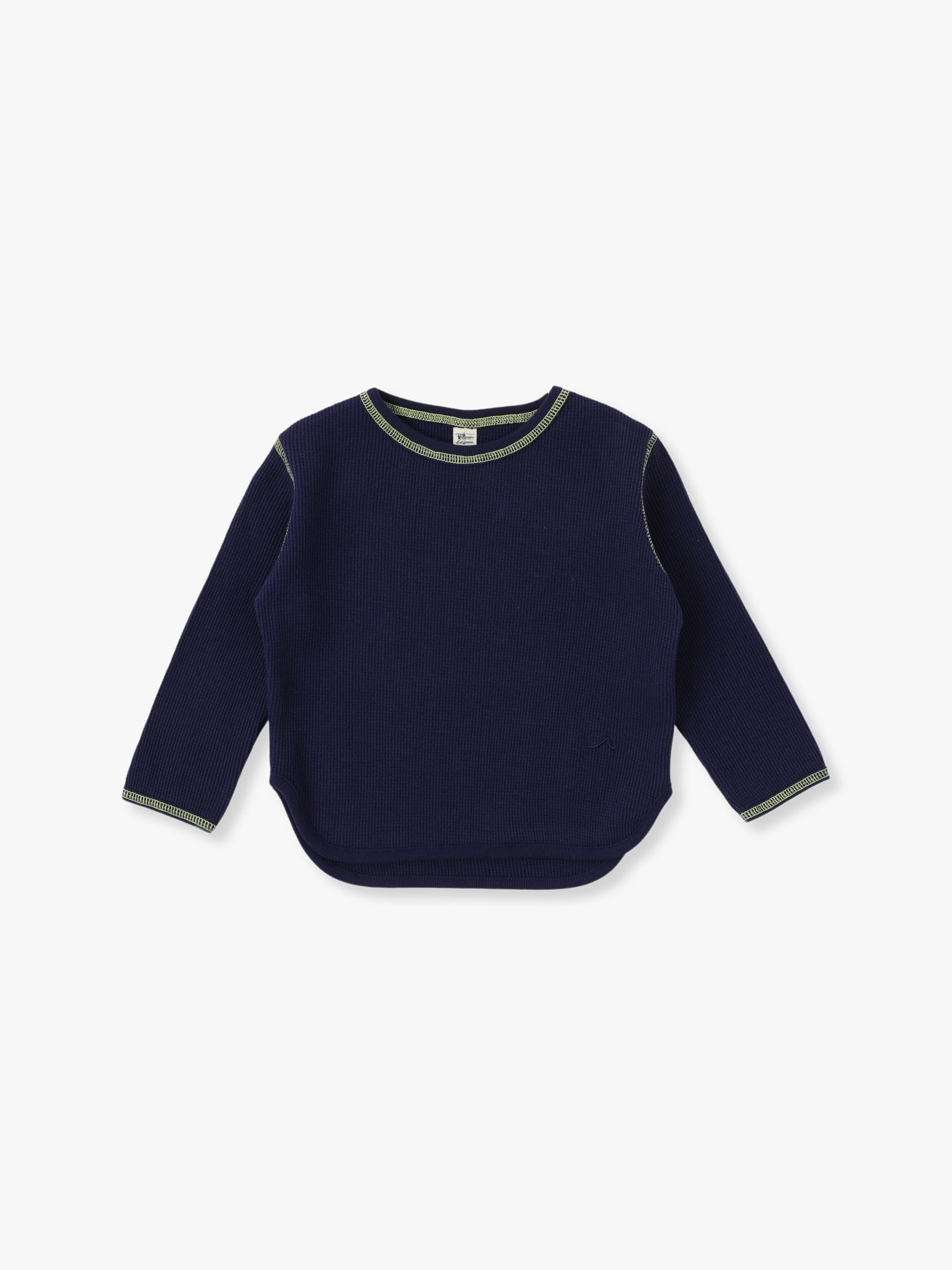 Color Stitch Waffle Long Sleeve Tee (beige/navy)｜Ron Herman(ロン 
