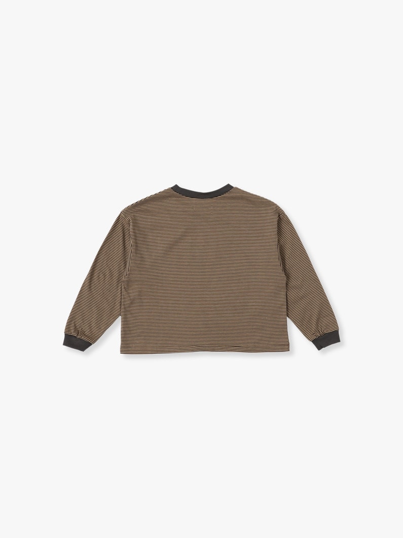 Micro Striped Long Sleeve Shirt (100-120cm) 詳細画像 brown 1