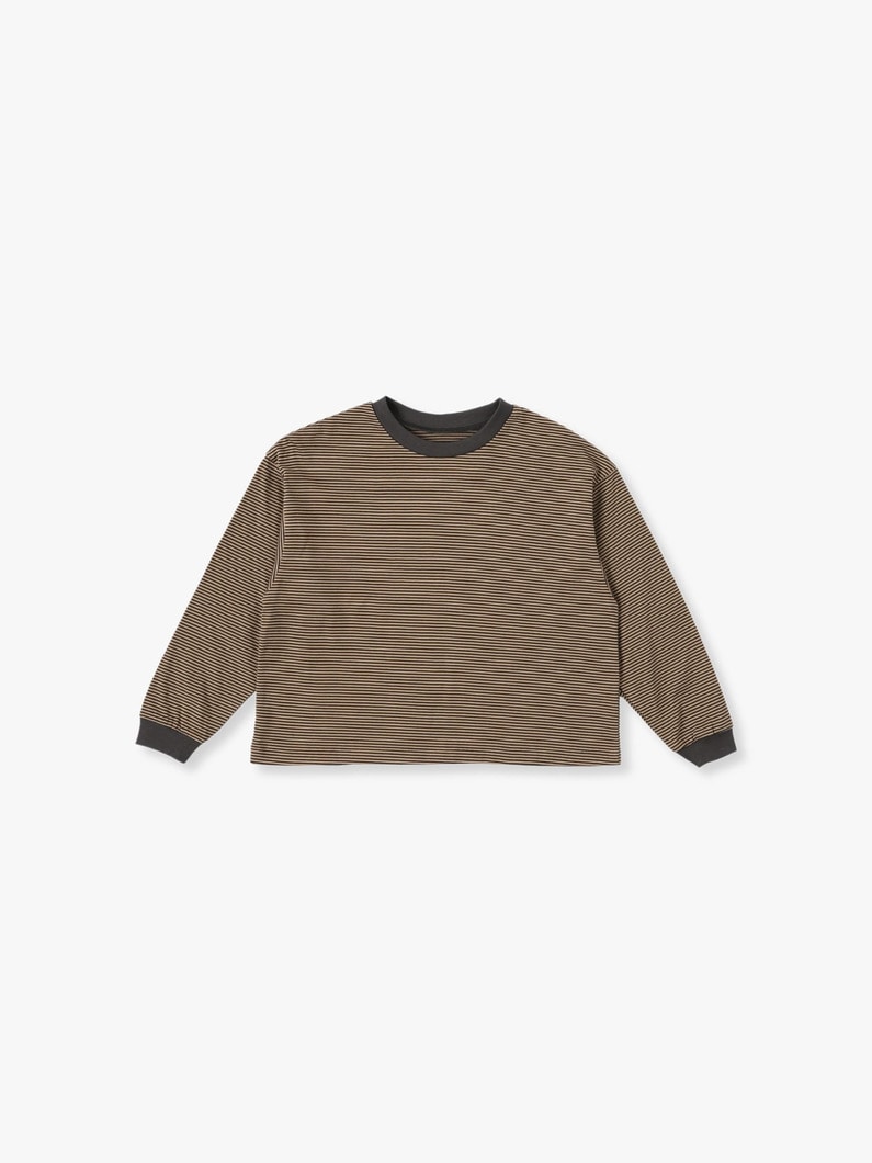 Micro Striped Long Sleeve Shirt (100-120cm) 詳細画像 brown