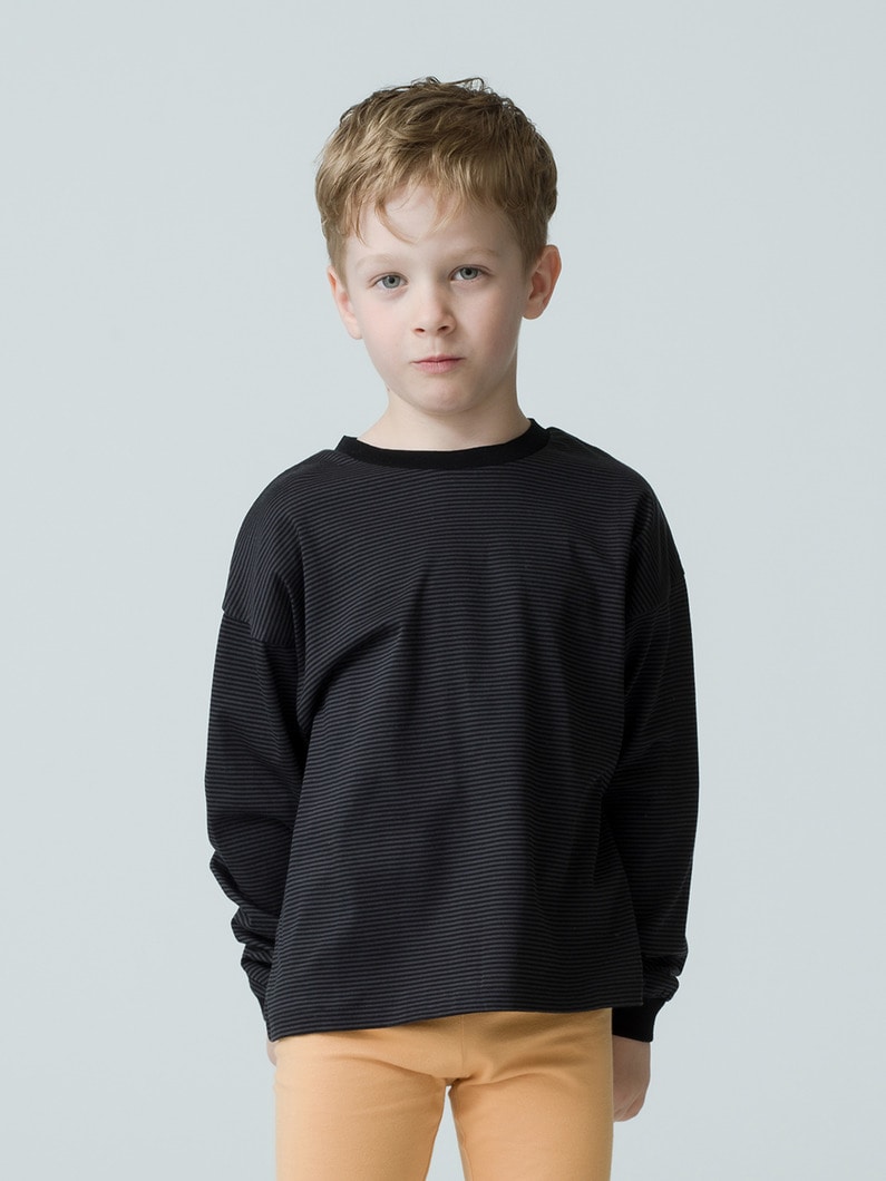Micro Striped Long Sleeve Shirt (100-120cm) 詳細画像 black