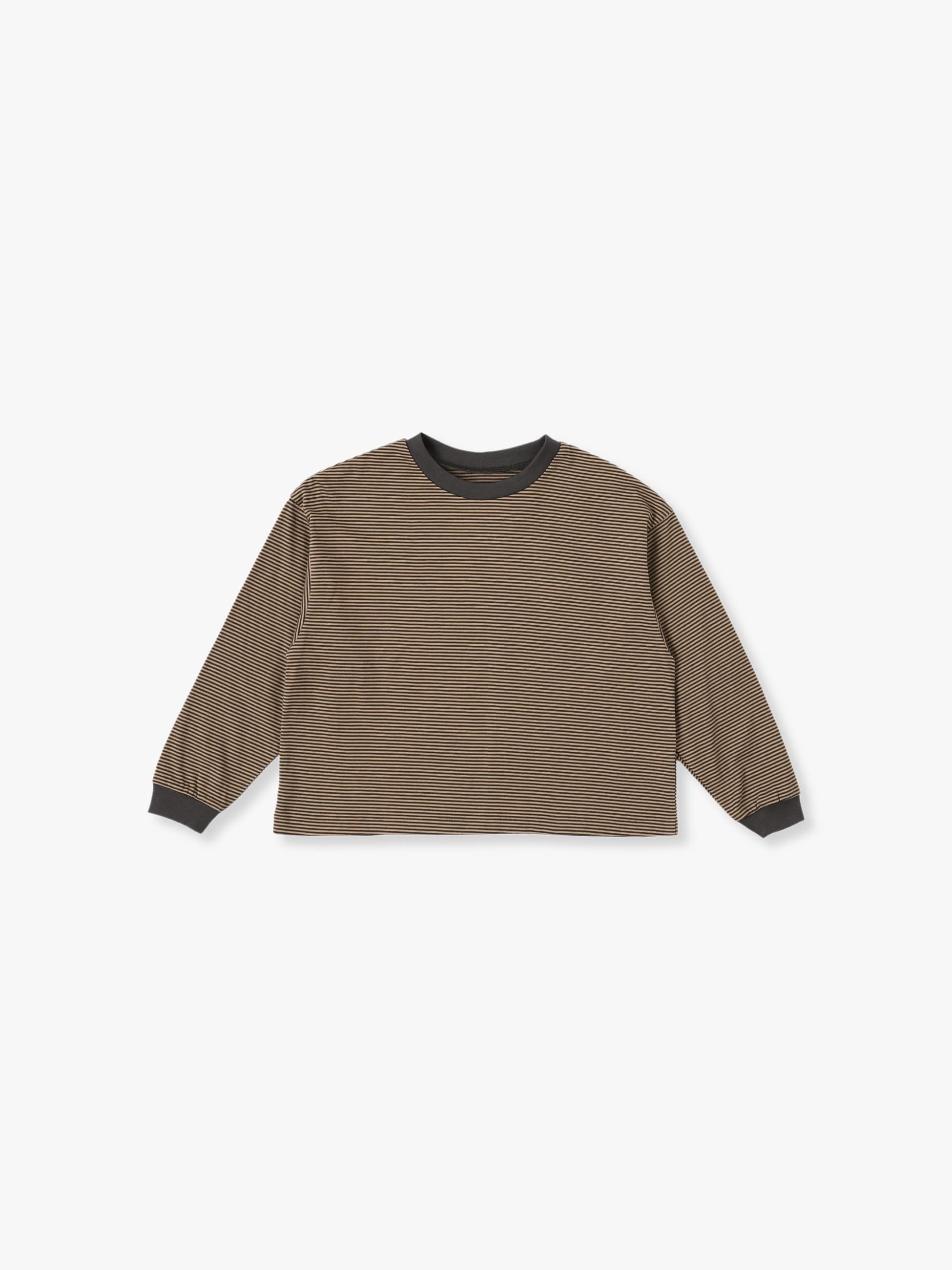 Micro Striped Long Sleeve Shirt (100-120cm) 詳細画像 brown 1