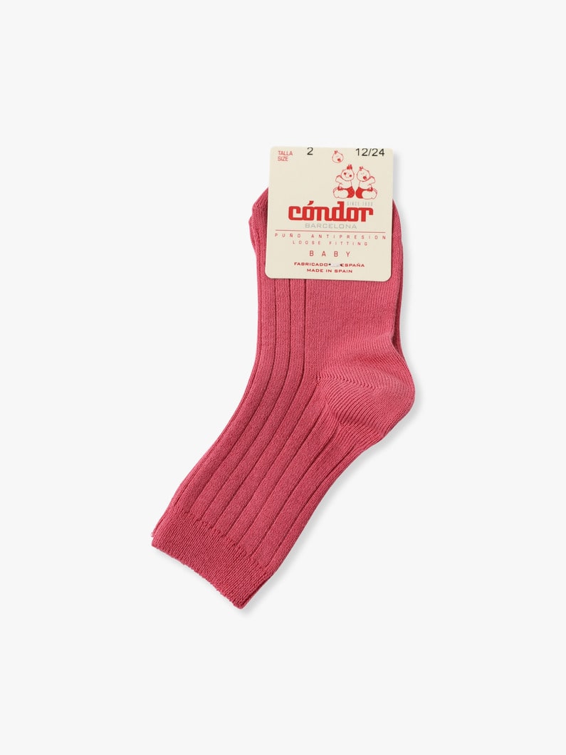 Basic Rib Short Socks (pink/dark brown/blue/0-2year) 詳細画像 pink 1