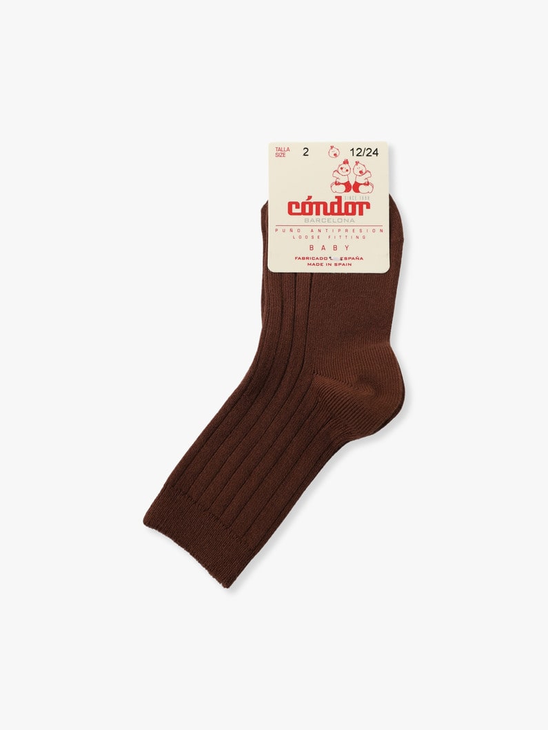 Basic Rib Short Socks (pink/dark brown/blue/0-2year) 詳細画像 dark brown 1