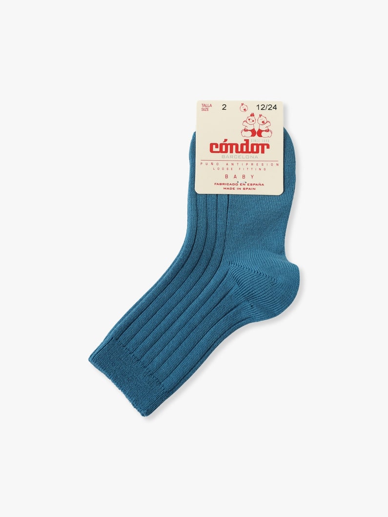 Basic Rib Short Socks (pink/dark brown/blue/0-2year) 詳細画像 blue 1