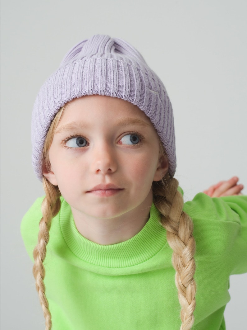 Organic Cotton Knit Cap (yellow/lavender) 詳細画像 lavender 2