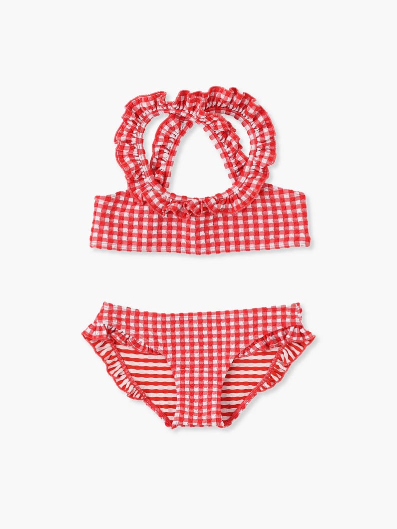 Checkered Swim Bikini Top＆Shorts Set 詳細画像 red 1