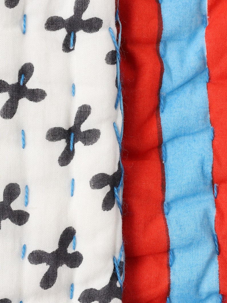 Crosses＆Thick Striped Medium Quilt Blanket  詳細画像 blue 6