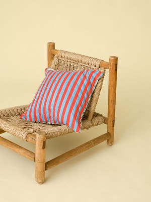 Crosses＆Thick Striped Quilt Cushion（45×45cm） 詳細画像 blue