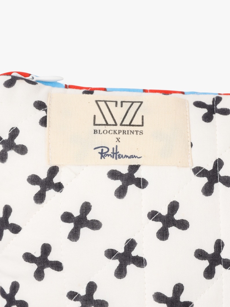 Crosses＆Thick Striped Quilt Cushion（45×45cm） 詳細画像 blue 5