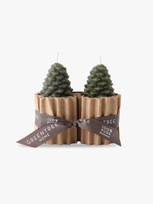 Small Pine Cone Candles（Wrapped Pair ） 詳細画像 dark green