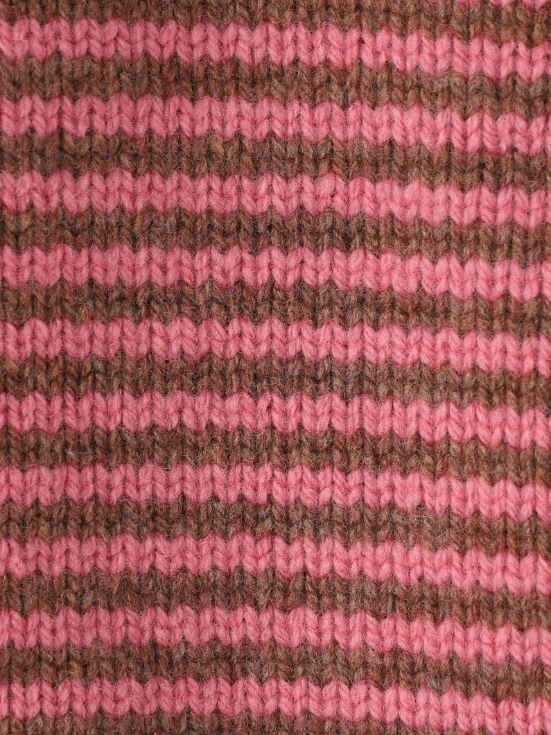 Logo Striped Cropped Crew Neck Knit Pullover 詳細画像 pink 3