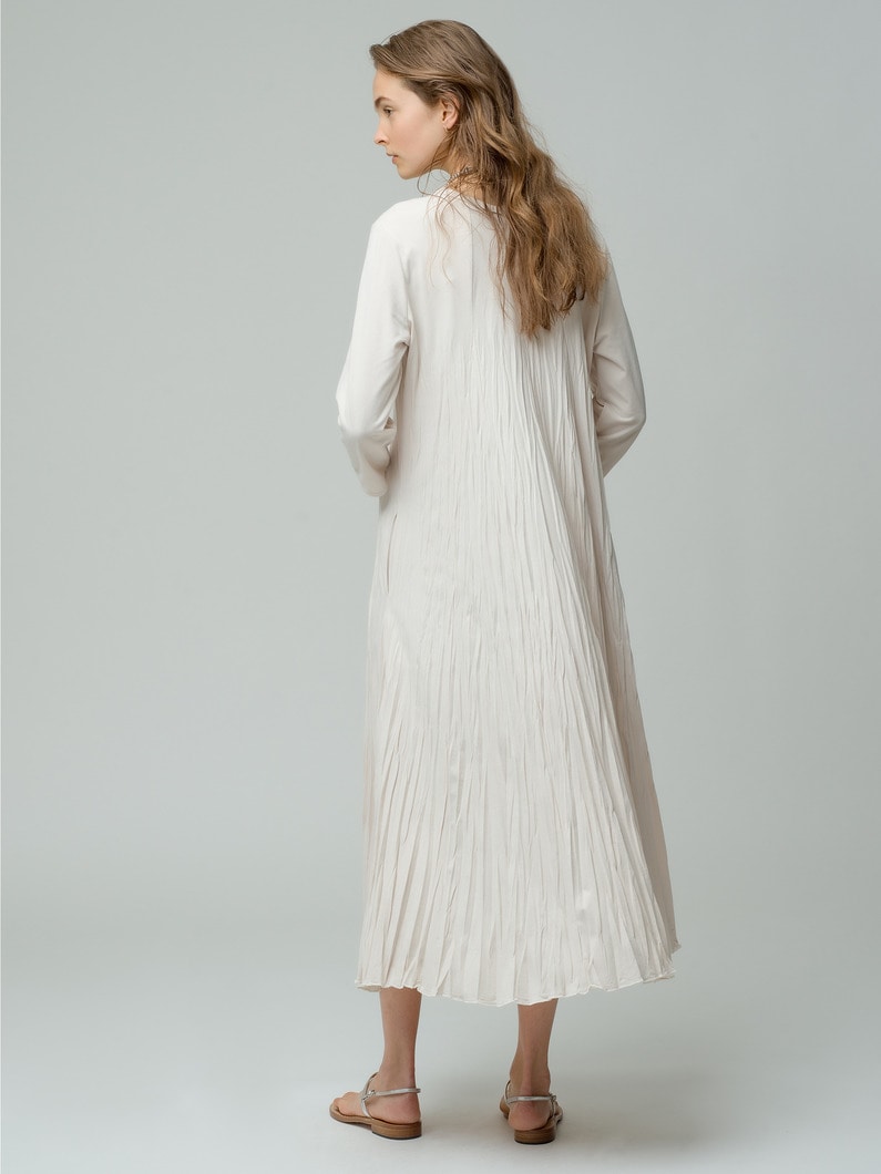 Wrinkle Pleats Long Sleeve Dress 詳細画像 ivory 2