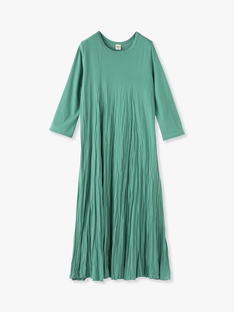 Wrinkle Pleats Long Sleeve Dress 詳細画像 green 3
