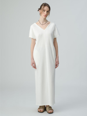 Organic Cotton V Neck Dress 詳細画像 white