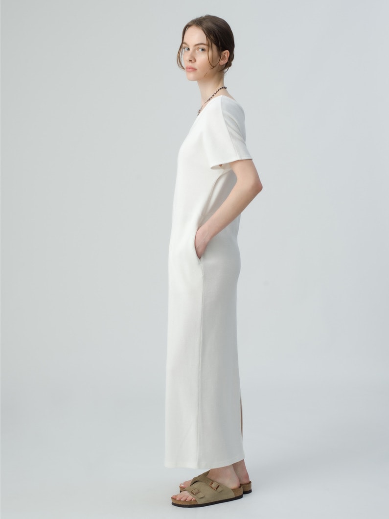 Organic Cotton V Neck Dress 詳細画像 white 2