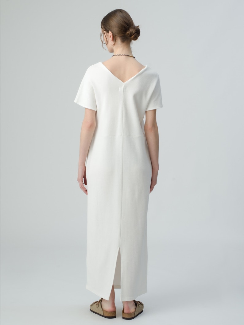 Organic Cotton V Neck Dress 詳細画像 white 3