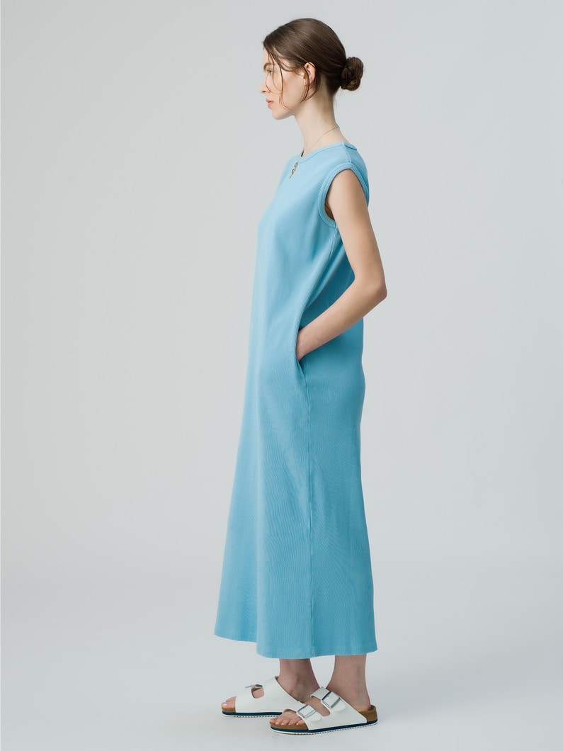Organic Cotton Rib Neck Sleeveless Dress 詳細画像 light blue 2