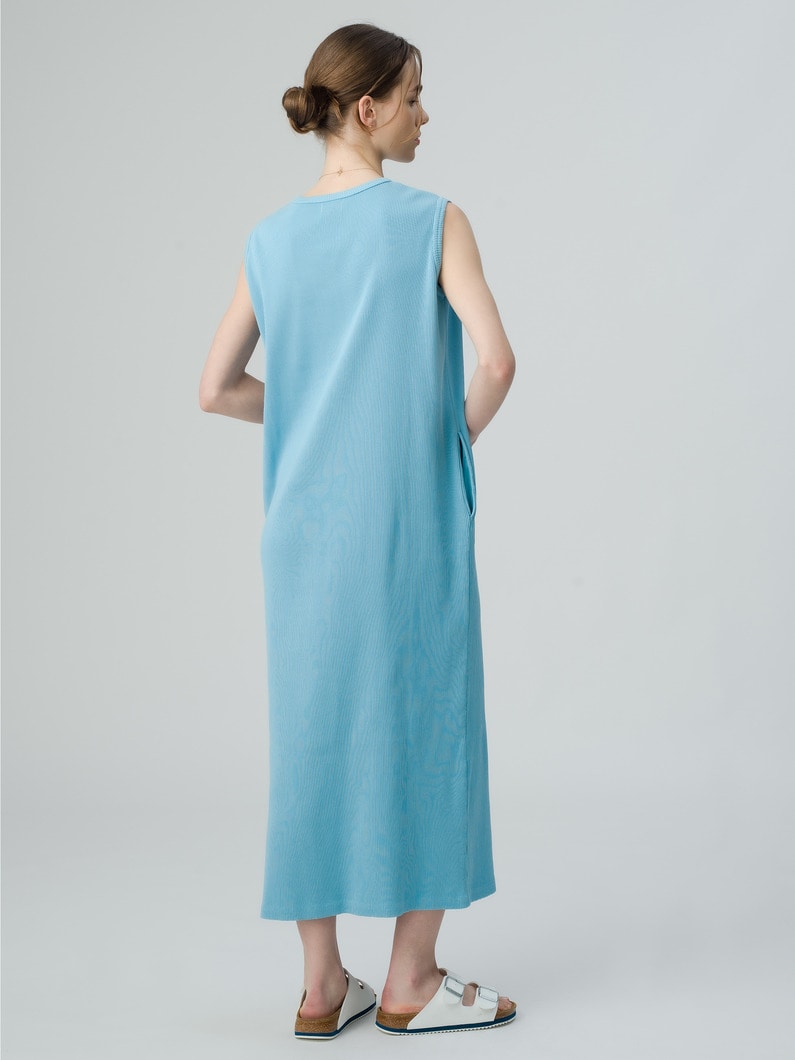 Organic Cotton Rib Neck Sleeveless Dress 詳細画像 light blue 3
