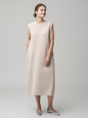 Cotton Silk Sleeveless Dress (beige) 詳細画像 beige